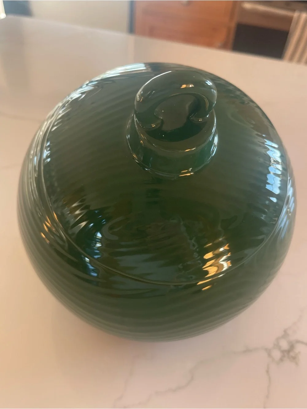 Temptations Green Ceramic Ornament Canister with Lid